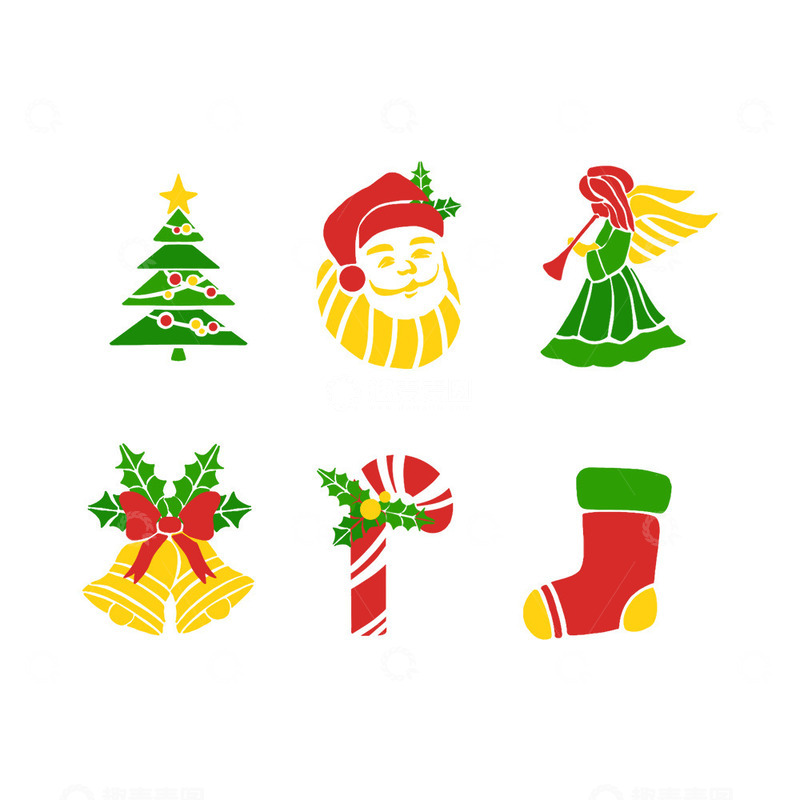 源文件下载【趣麦麦图】圣诞节圣诞树圣诞老人铃铛圣诞袜天使