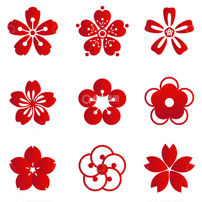 源文件下载【趣麦麦图】中国风复古花朵装饰矢量元素