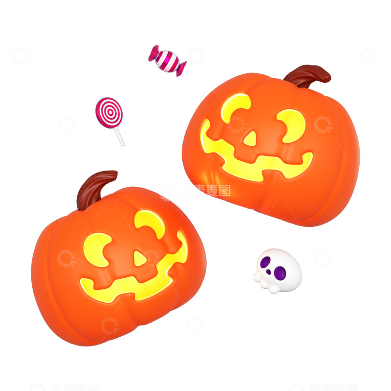 源文件下载【趣麦麦图】C4D万圣节狂欢之夜南瓜灯