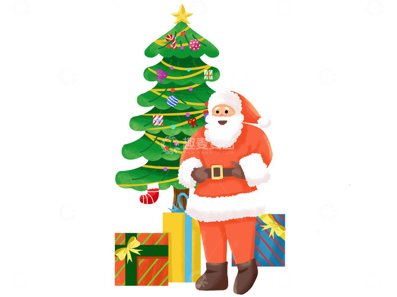 源文件下载【趣麦麦图】派发礼物的圣诞老人