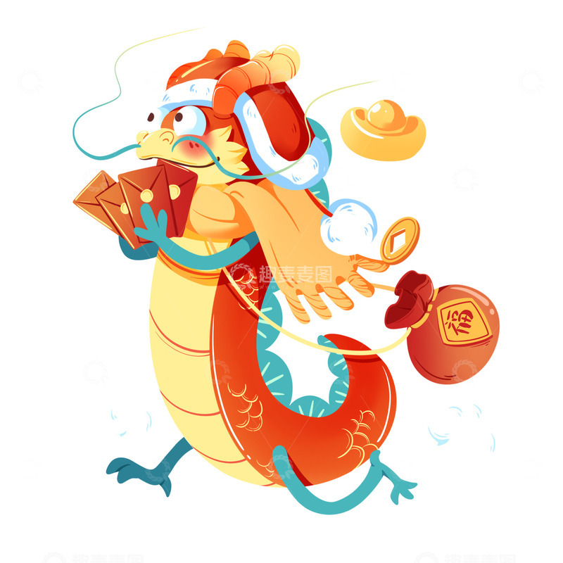源文件下载【趣麦麦图】龙年大吉搞怪龙