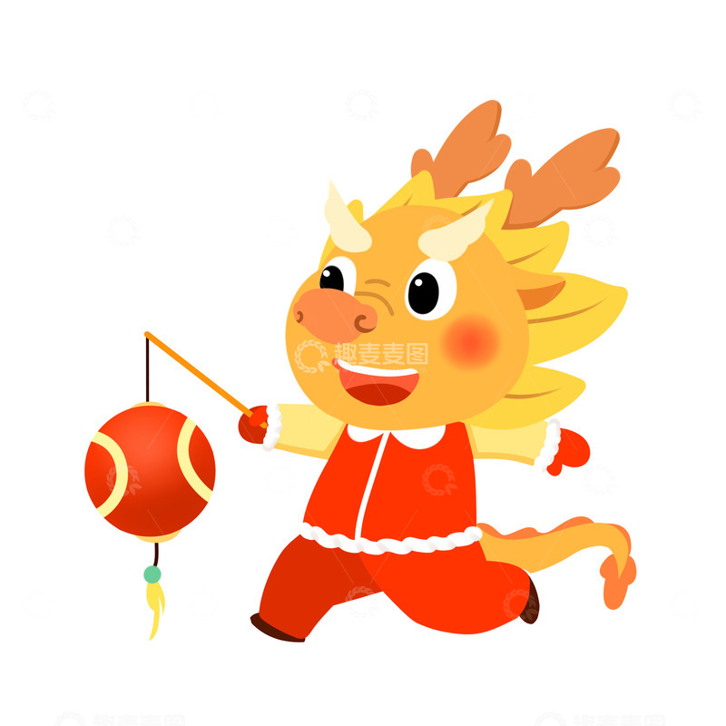源文件下载【趣麦麦图】龙年喜迎新年小龙红灯笼