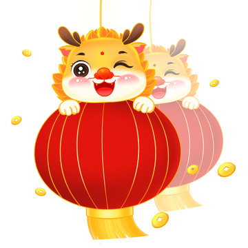 国潮2024龙年春节龙灯笼元素