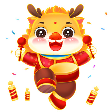 2024龙年打鼓龙燥起来贺新年元素