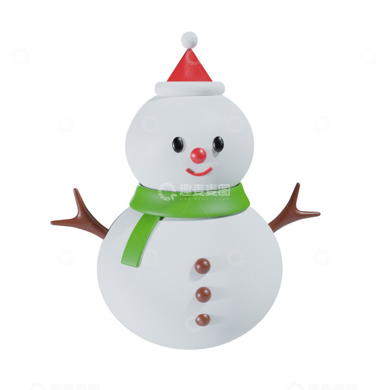 源文件下载【趣麦麦图】圣诞节卡通3d雪人元素