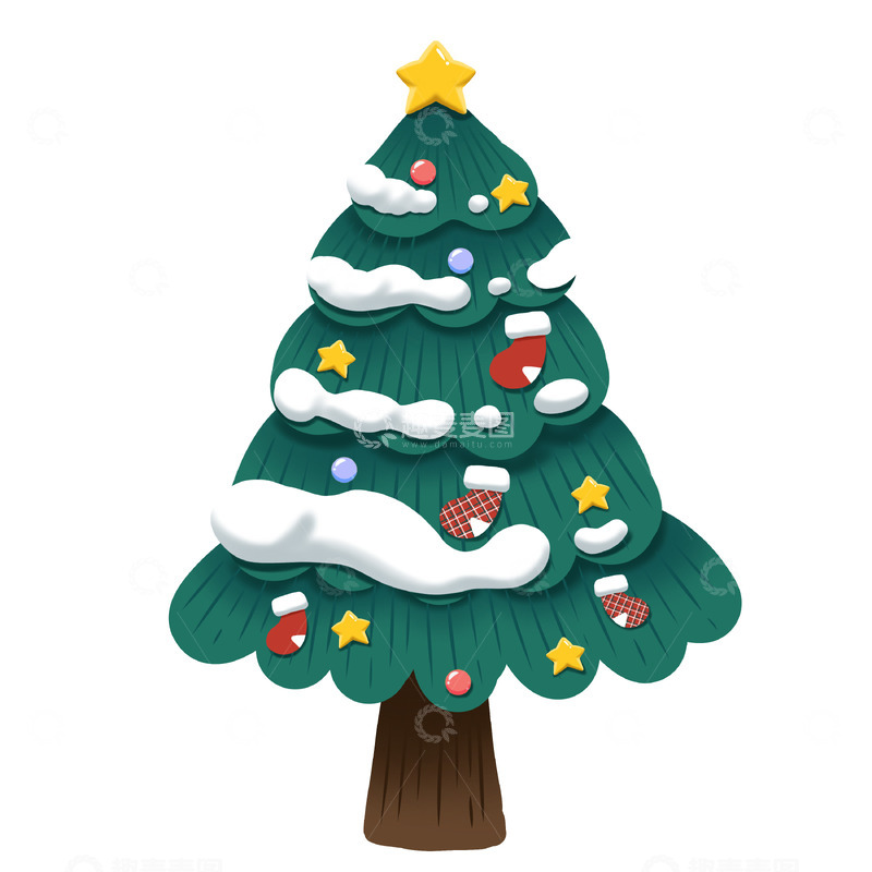 源文件下载【趣麦麦图】手绘卡通圣诞树