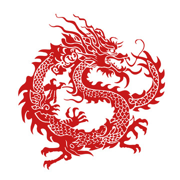 红色龙纹图案装饰矢量元素