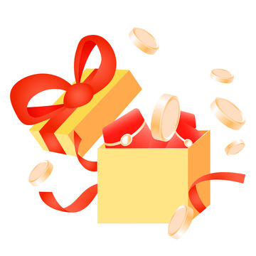 电商促销礼盒装饰插画矢量元素