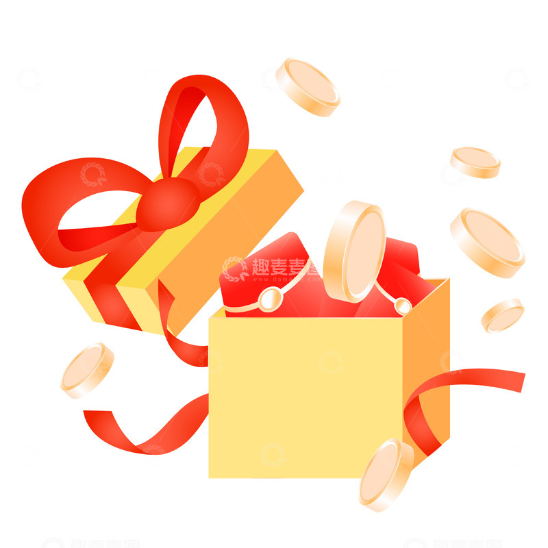 电商促销礼盒装饰插画矢量元素