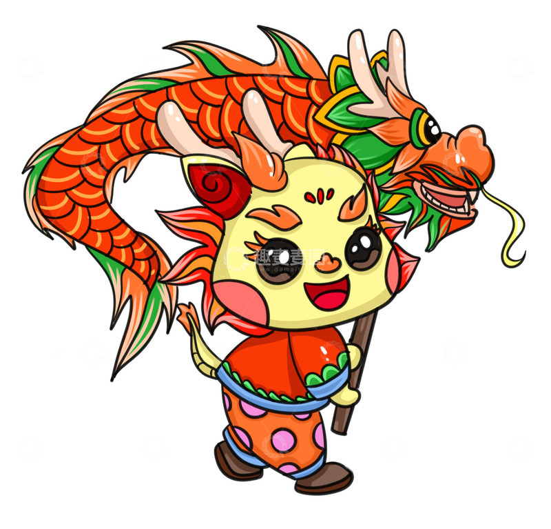 源文件下载【趣麦麦图】喜气洋洋龙年舞龙喜庆