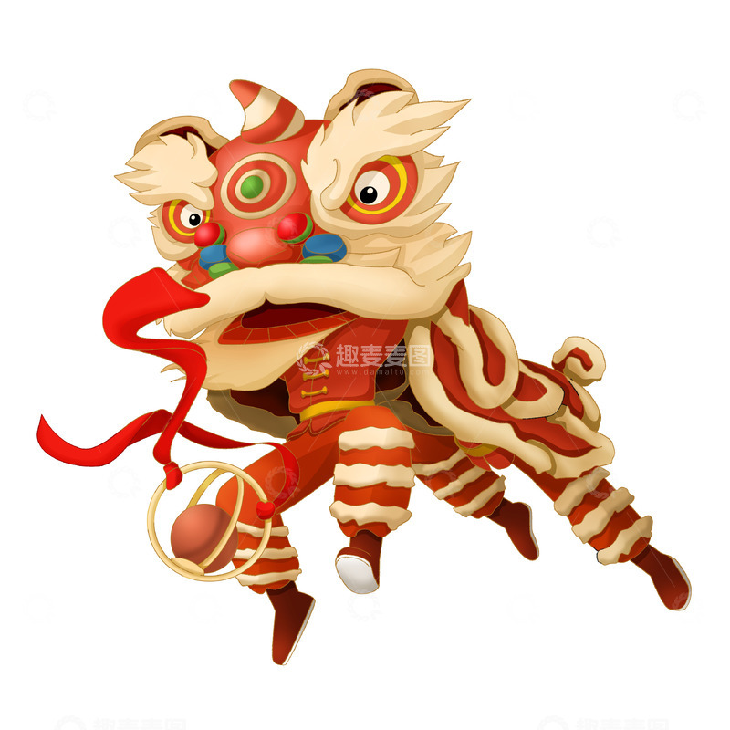 源文件下载【趣麦麦图】-龙年双人舞狮腾空跳跃喜庆传统习俗