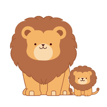 卡通狮子父子狮子与小狮子