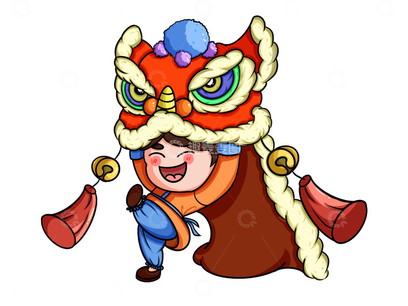 源文件下载【趣麦麦图】春节舞狮喜庆