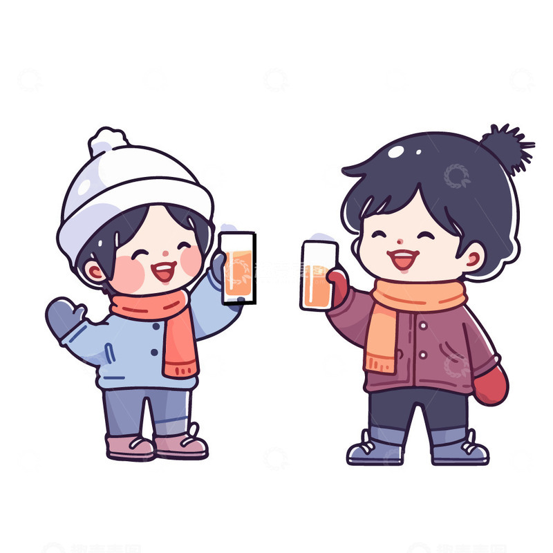 源文件下载【趣麦麦图】冬季青年喝啤酒