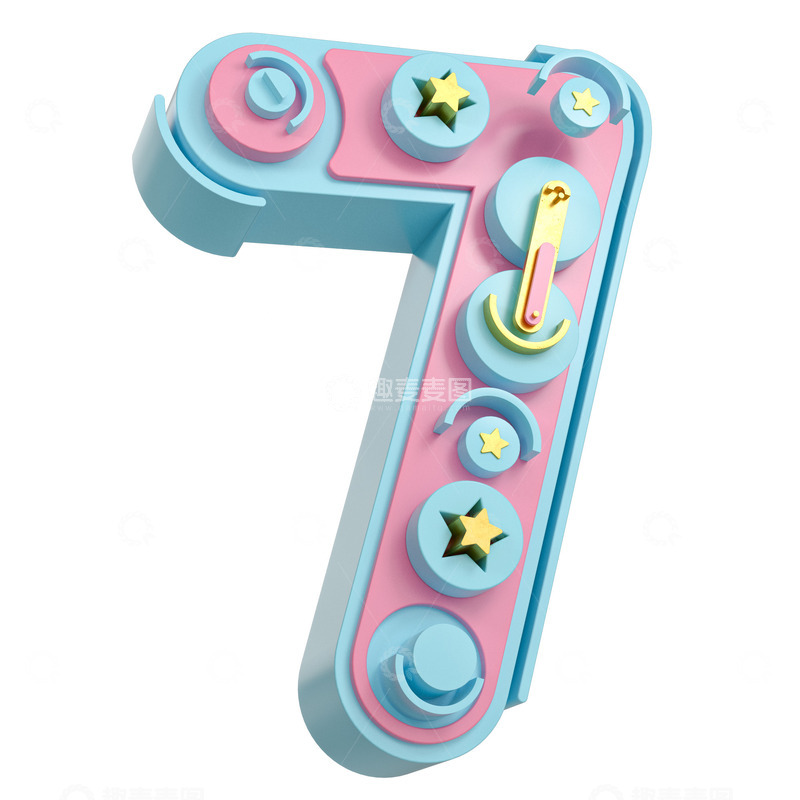 源文件下载【趣麦麦图】创意机械文字数字7