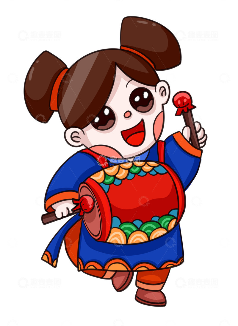 源文件下载【趣麦麦图】新年喜气洋洋打鼓