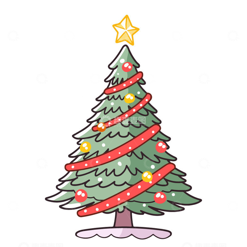 源文件下载【趣麦麦图】圣诞节松树插画
