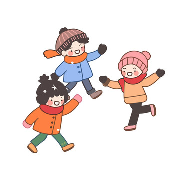 冬季儿童青年在游玩