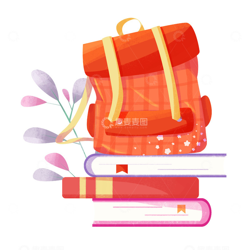 源文件下载【趣麦麦图】书本书包手绘元素