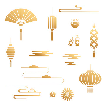 古风祥云灯笼元素