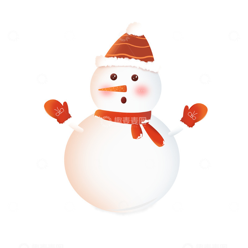 源文件下载【趣麦麦图】圣诞节红色围巾小雪人
