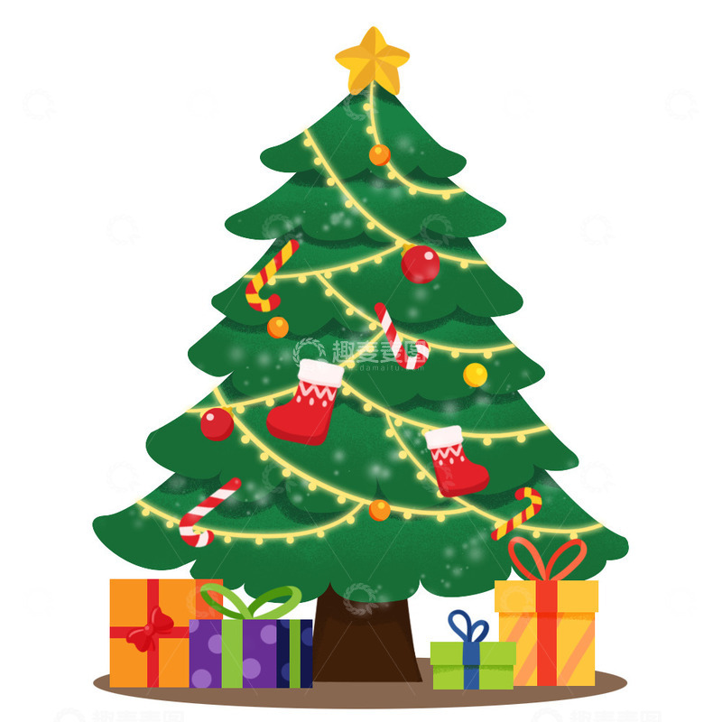 源文件下载【趣麦麦图】装饰圣诞大树