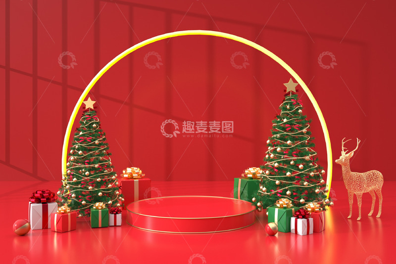 源文件下载【趣麦麦图】3D立体圣诞节场景