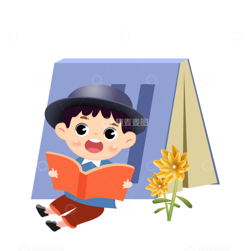 源文件下载【趣麦麦图】卡通可爱看书学习的小孩