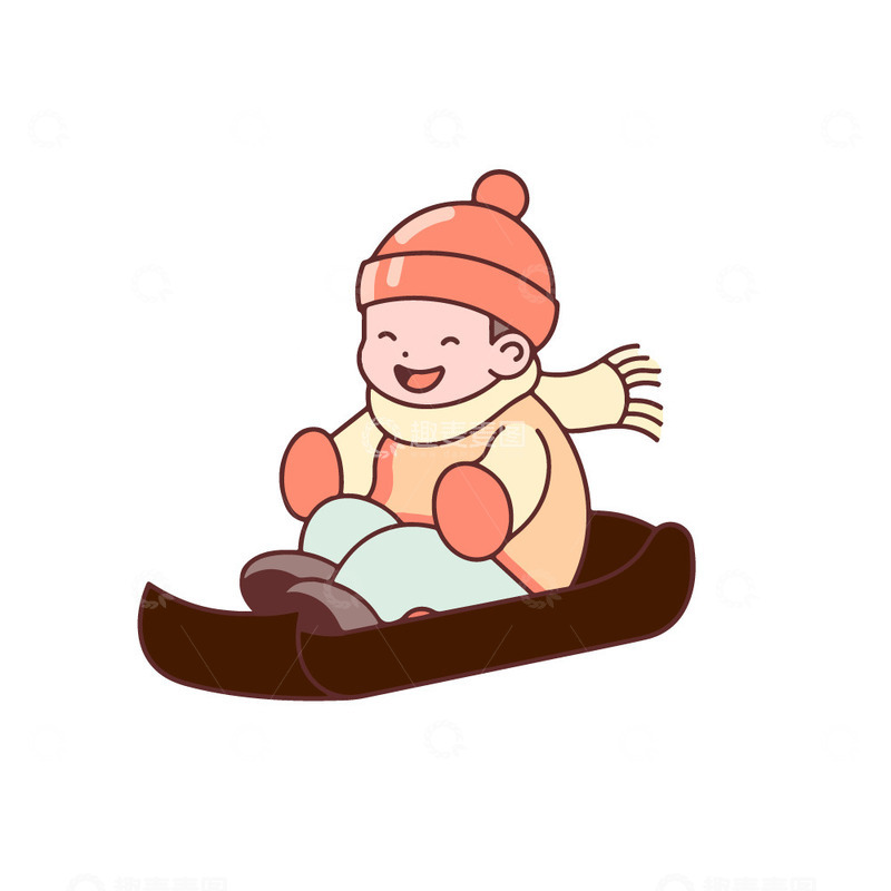 源文件下载【趣麦麦图】冬季滑雪滑雪板的小男孩