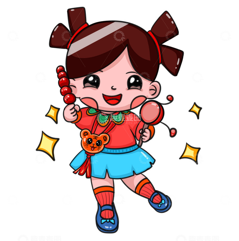 源文件下载【趣麦麦图】新年可爱小女孩