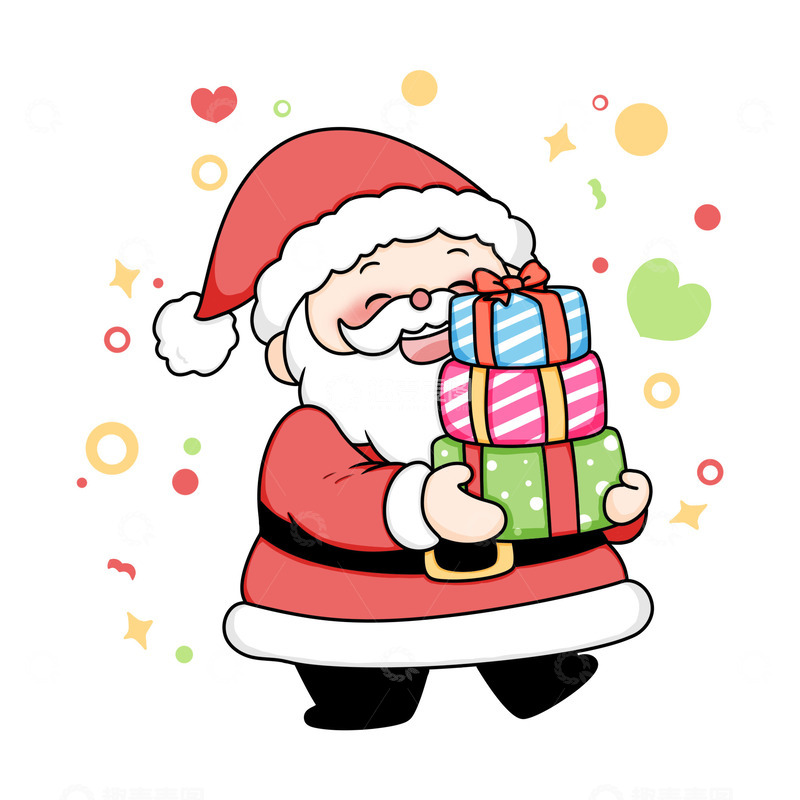 源文件下载【趣麦麦图】圣诞节圣诞老人节日礼物手绘元素