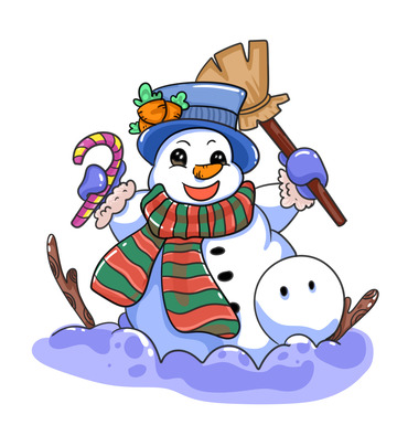 冬天开心大雪人