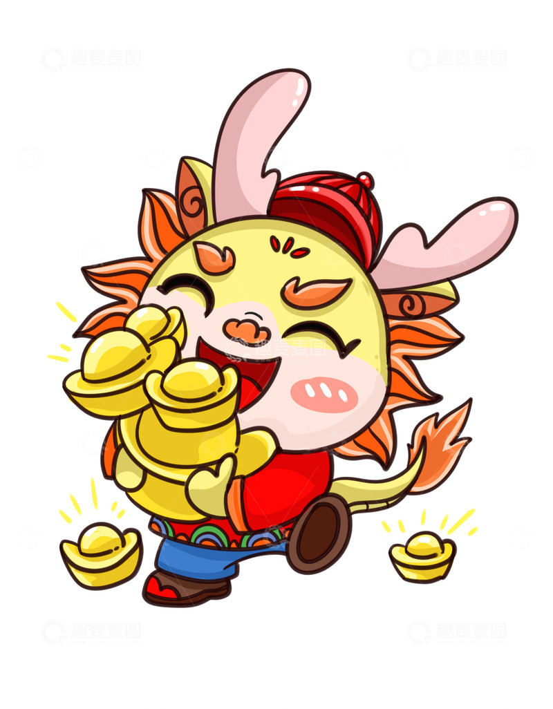 源文件下载【趣麦麦图】新年喜洋洋龙年金元宝