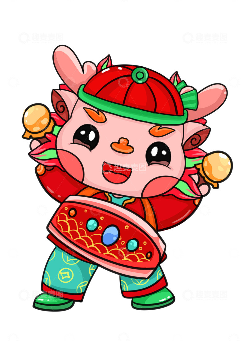 源文件下载【趣麦麦图】喜气洋洋龙年打腰鼓