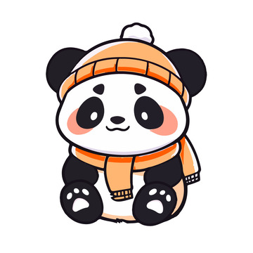 过冬的可爱熊猫