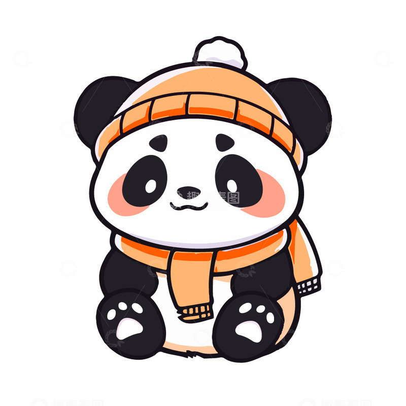 过冬的可爱熊猫