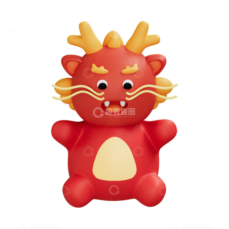 源文件下载【趣麦麦图】3D龙年卡通龙宝宝元素