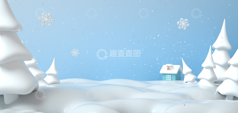 冬天背景雪地下雪海报背景C4D