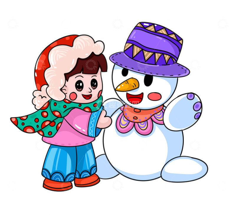 源文件下载【趣麦麦图】冬天堆雪人呀