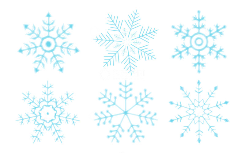 源文件下载【趣麦麦图】手绘冬季蓝色卡通雪花合集海报装饰元素