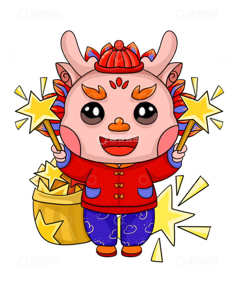 源文件下载【趣麦麦图】喜气洋洋放烟花龙