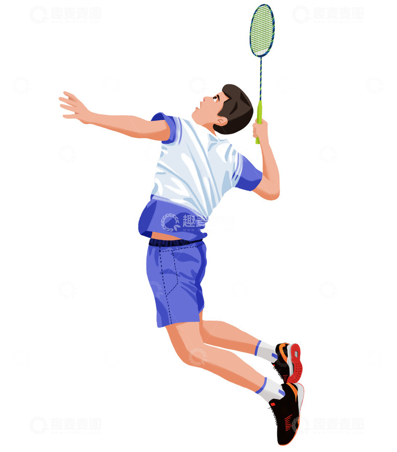 源文件下载【趣麦麦图】羽毛球卡通运动员
