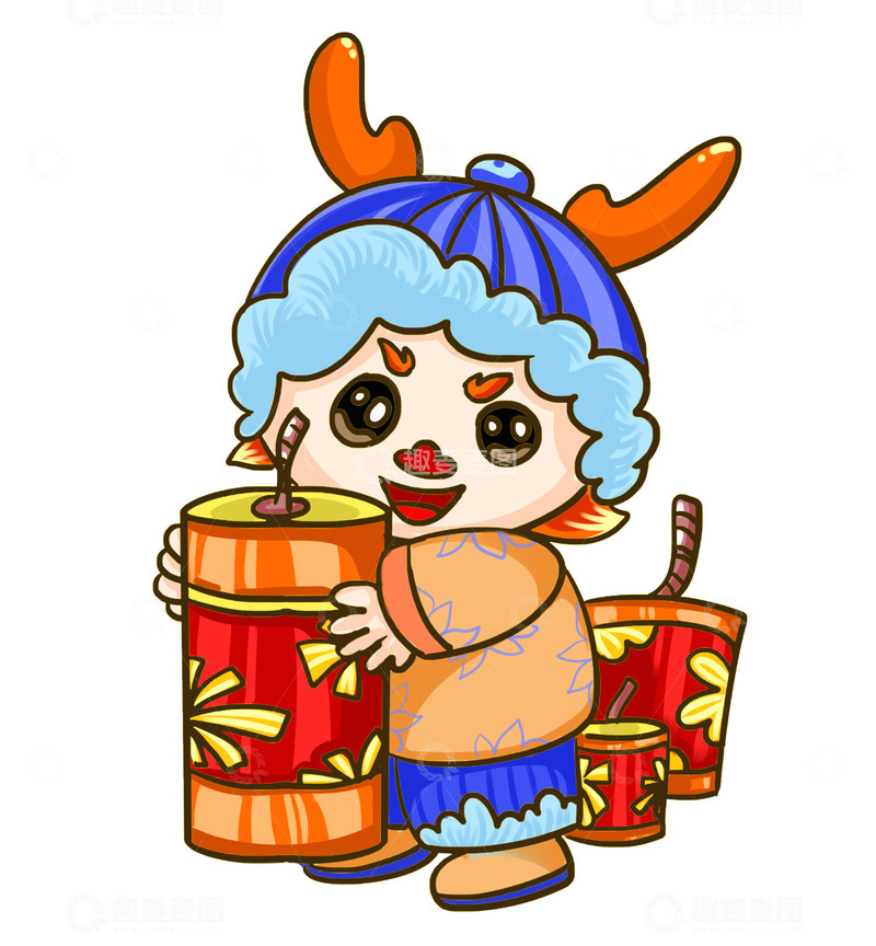 源文件下载【趣麦麦图】-龙年可爱龙龙烟花