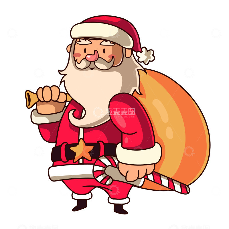 源文件下载【趣麦麦图】可爱圣诞老人送礼卡通
