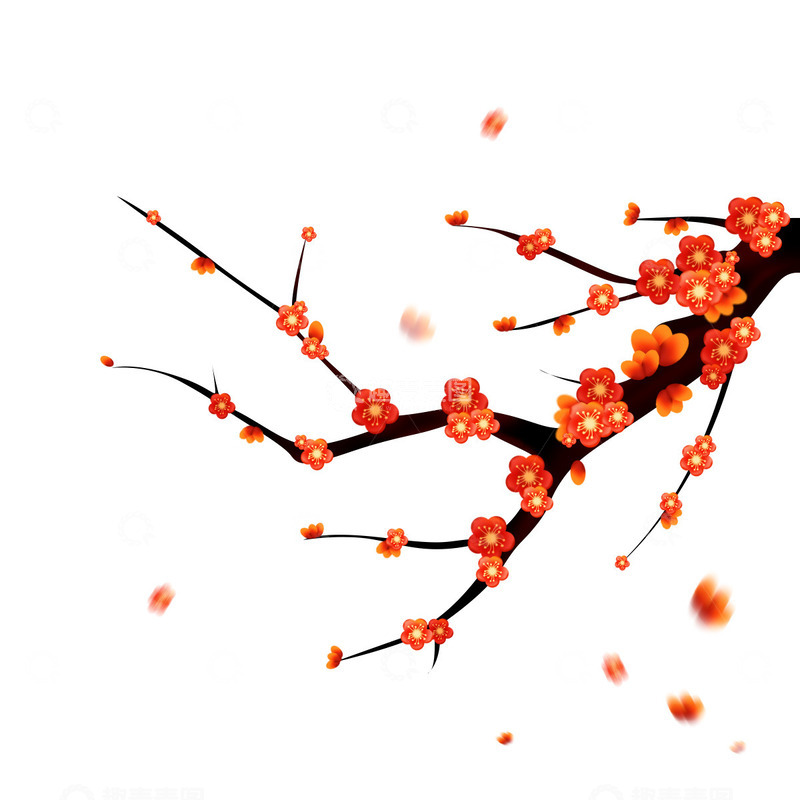 中国风国潮冬天梅花装饰插画装饰元素
