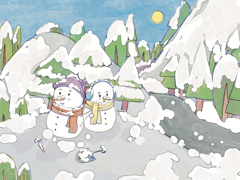 源文件下载【趣麦麦图】堆雪人 冬天背景