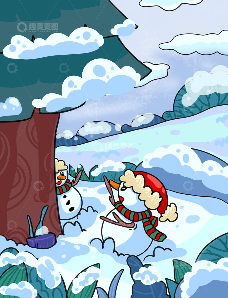 源文件下载【趣麦麦图】冬天冰天雪地