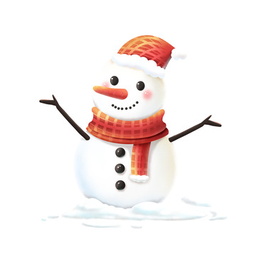 冬天雪人卡通手绘元素