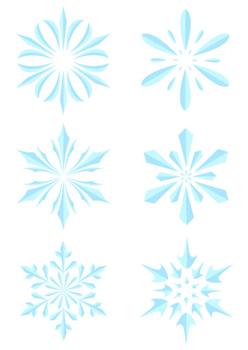 冬季蓝色冰晶雪花装饰矢量图标元素