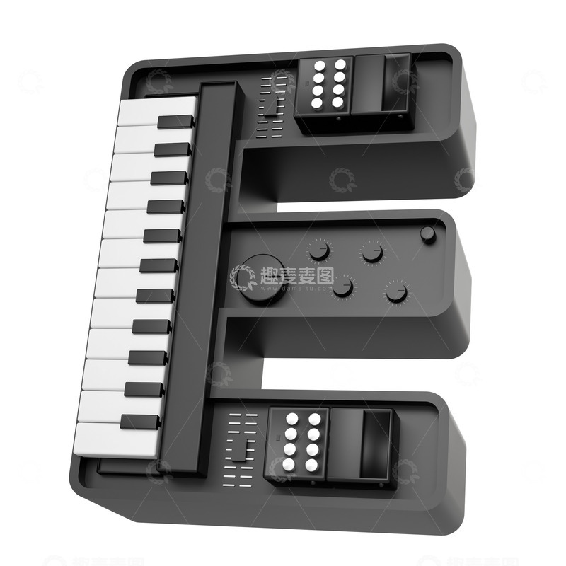 源文件下载【趣麦麦图】创意机械字母E